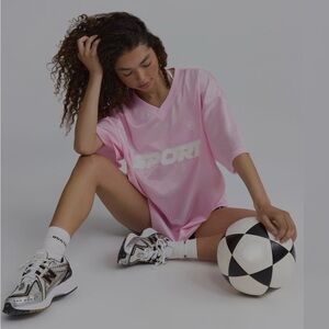 NWT Bo+Tee Pique Jersey Oversized T Shirt in baby pink size S/M